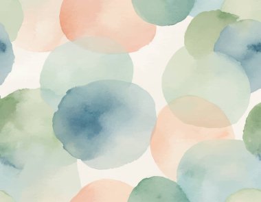 Yumuşak, rüya gibi suluboya arka plan soyut doğal manzara içeren yeşil, mavi ve şeftali rengi. Huzurlu sanatsal doku.