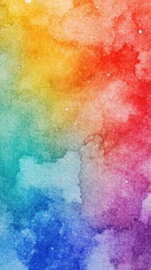Pürüzsüz suluboya eğimine sahip parlak ve canlı soyut arkaplan gökkuşağı renklerinden geçiyor. Sanatsal ve renkli doku.