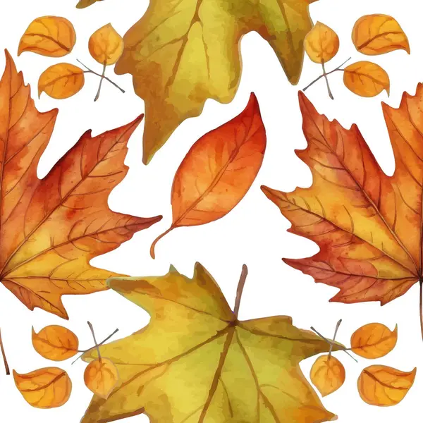 Elle boyanmış suluboya sonbahar yapraklarının çeşitli tonlarında kırmızı, turuncu ve sarı renklerde canlı ve pürüzsüz desenleri var. Sonbahar tasarımları için mükemmel.