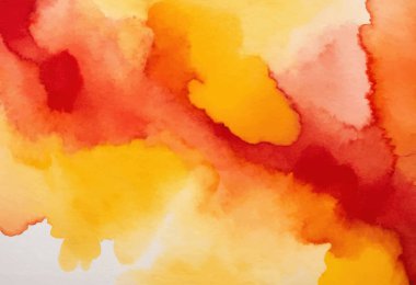  Akan sulu boya içeren soyut bir arka plan sarı, turuncu ve kırmızı tonlarda yıkanarak sıcak ve dinamik bir doku oluşturur..