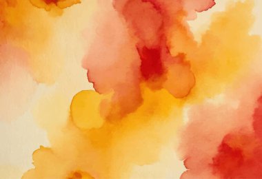  Akan sulu boya içeren soyut bir arka plan sarı, turuncu ve kırmızı tonlarda yıkanarak sıcak ve dinamik bir doku oluşturur..