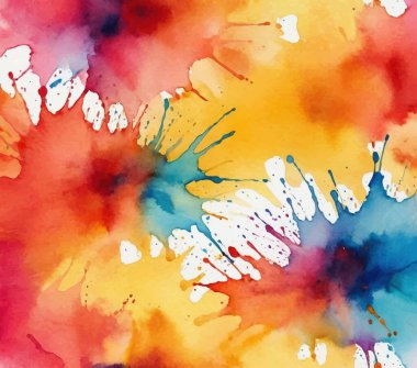 Renkli boya sıçramaları ve sıvı dokuları olan canlı suluboya arkaplan. Sanatsal çokrenkli desen tasarım, baskı veya yaratıcı projeler için mükemmeldir.