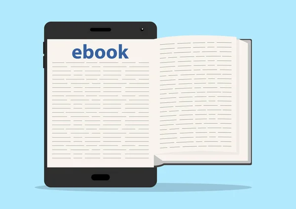 デジタル電子機器 電子書籍 デジタル技術 ベクトル図上で開かれたEbook — ストックベクタ