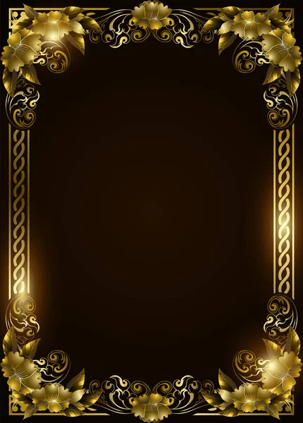 Элегантная Роскошная Королевская Золотая Рамка Темно Коричневом Фоне Чистым Пространством — стоковый вектор
