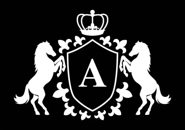 Lussuoso Modello Emblema Del Cavallo Reale Oro Illustrazione Vettoriale — Vettoriale Stock