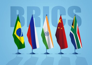 BRICS ülkelerinin bayraklarının vektör illüstrasyonu