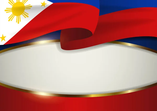Filippijnen Insigne Met Decoratieve Gouden Frame Onafhankelijkheid Herdenkingsdag Wenskaart Een — Stockvector