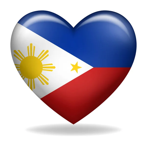 Filipinas Insignia Forma Corazón Aislado Blanco Ilustración Vectorial — Vector de stock