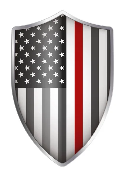 Amerykańska Flaga Cienkiej Czerwonej Linii Formie Średniowiecznej Tarczy Ilustracja Wektorowa — Wektor stockowy