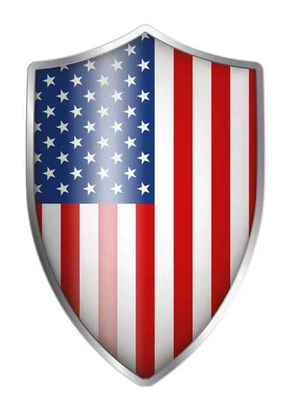 Amerikansk Flagga Form Medeltida Sköld Vektorillustration — Stock vektor
