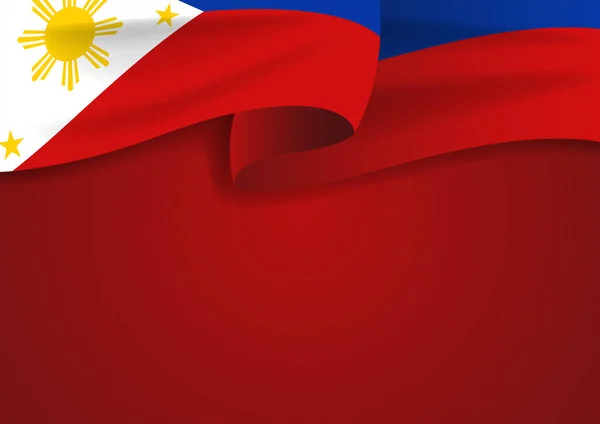Filippinerna Tecken Röd Bakgrund Oberoende Minnesdag Gratulationskort Tom Utrymme Mall — Stock vektor