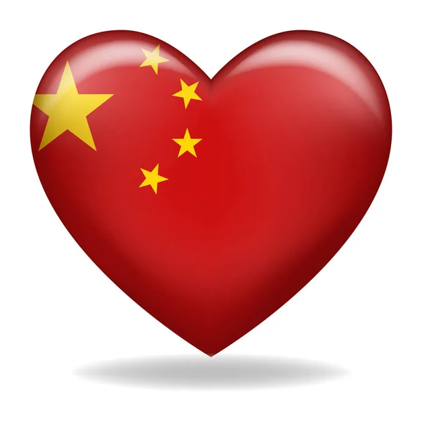 Čína Insignie Tvaru Srdce Izolované Bílém Vektorové Ilustrace — Stockový vektor
