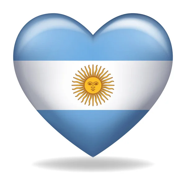 Argentina Insígnia Forma Coração Isolado Branco Ilustração Vetorial — Vetor de Stock