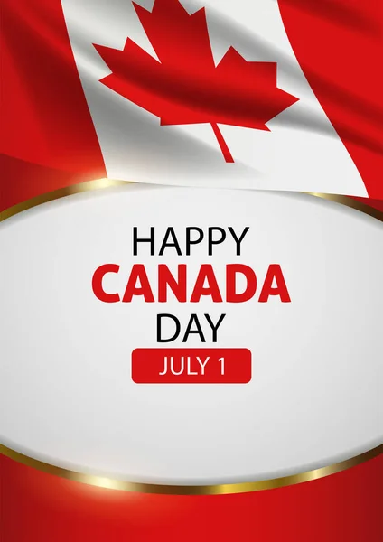 Kanadensisk Flagga Dekorerad Med Gyllene Ram Med Text Happy Canada — Stock vektor