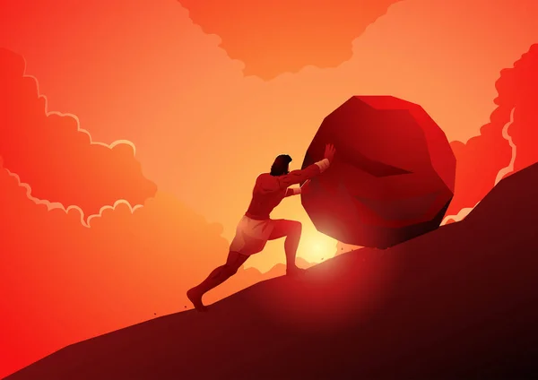 Sisyphus Hádész Megbüntette Mert Kétszer Csalta Meg Halált Azzal Hogy — Stock Vector
