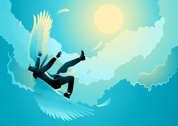 Business Concept Vector Illustration Icarus Una Metafora Mitologica Greca Eccessiva — Vettoriale Stock