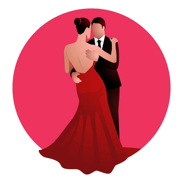 ピンクの背景に踊るカップルのベクトルイラスト — ストックベクタ