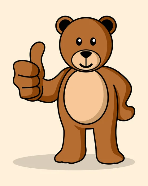 Simple Flat Cartoon Cute Bear Doing Thumbs Vector Illustration — Stock Vector