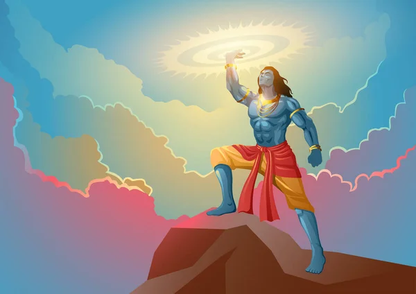Hindu Isten Istennő Indiai Mitológia Vektor Illusztrációs Sorozat Krishna Kezében — Stock Vector