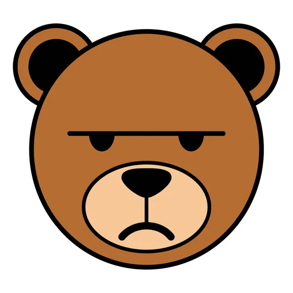 Simple Flat Cartoon Bear Unamused Meh Face Expression Vector Illustration — Stock Vector
