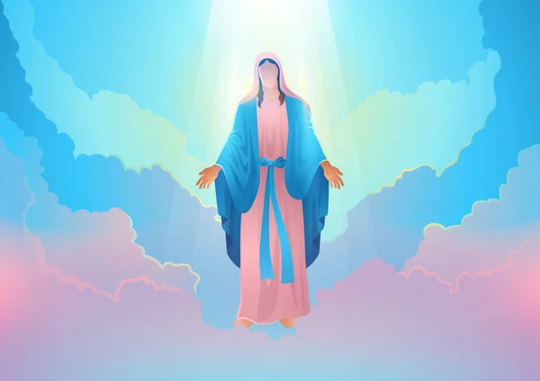 Religion Vector Illustration Series Feast Assumption Virgin Mary — Image vectorielle