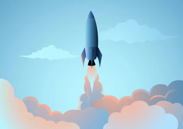 Vector Illustration Rocket Launch Concept Start Business New Product Market — Stock Vector