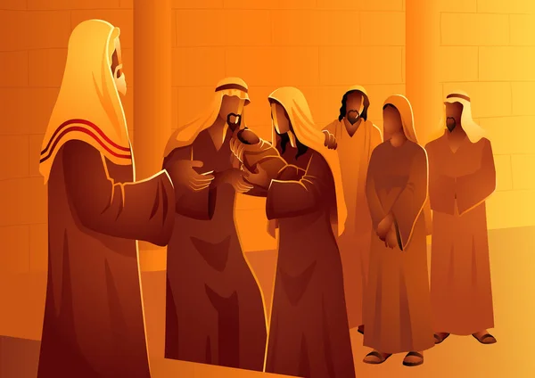 Série Bíblica Ilustrações Vetoriais Quarenta Dias Após Nascimento Jesus Maria — Vetor de Stock