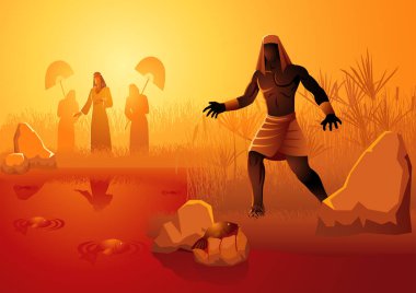 Biblical vector illustration series, the ten plagues of Egypt, first plague, water turned to blood clipart