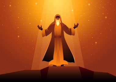 Biblical illustration series, Abraham, And he brought him outside and said, Look toward heaven, and number the stars, if you are able to number them. Then he said to him, So shall your offspring be clipart