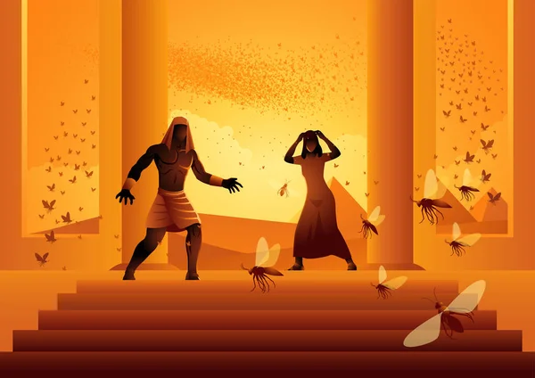 Serie Ilustración Vectorial Bíblica Las Diez Plagas Egipto Tercera Plaga — Vector de stock