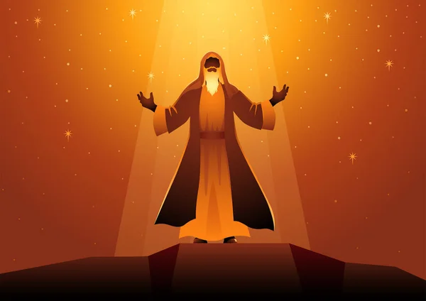 Série Illustrations Bibliques Abraham Amena Dehors Dit Regardez Vers Ciel — Image vectorielle