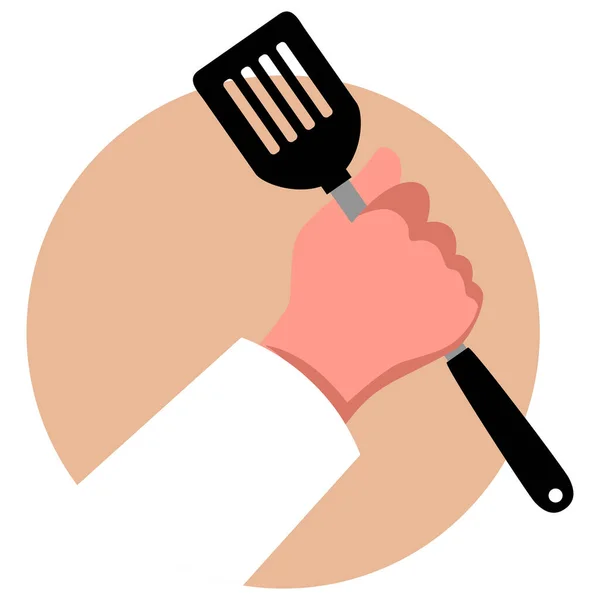 Clip Kunst Van Een Chef Kok Hand Met Een Spatel — Stockvector