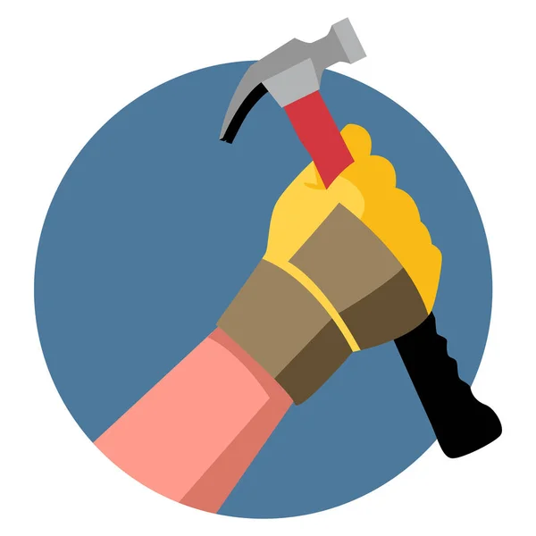 Clip Art Handyman Hand Glove Holding Hammer Vector Illustration — Stock Vector