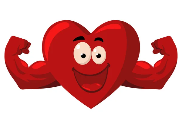 Personagem Desenho Animado Engraçado Coração Com Mãos Musculares Ilustração Vetorial —  Vetores de Stock