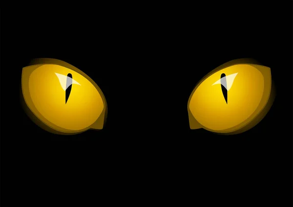 Векторная Иллюстрация Глаз Жёлтых Кошек Чёрном Фоне — стоковый вектор