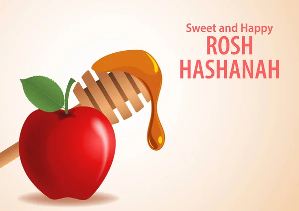 Vector Illustratie Van Smelten Honing Appel Voor Rosh Hashanah Vakantie — Stockvector