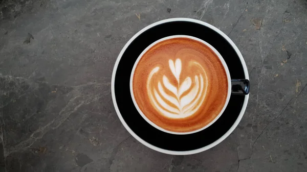 stock image Photograph of cup of cappuccino as seen from above