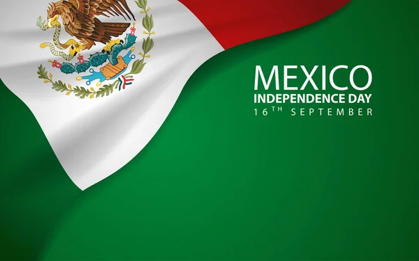 緑の背景にメキシコの旗 独立記念日などの政治的または国のイベントに適しています ベクトルイラスト — ストックベクタ