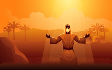Biblical vector illustration series, God makes covenant with Abraham, God promises to bless Abraham and all of his descendants clipart