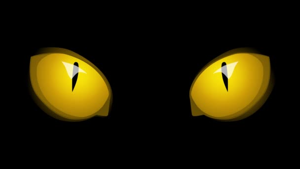 Motion Graphics Yellow Cat Eyes Black Background — Stock Video