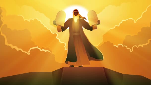 Biblical Figure Motion Graphics Moses Ten Commandments — Stock Video