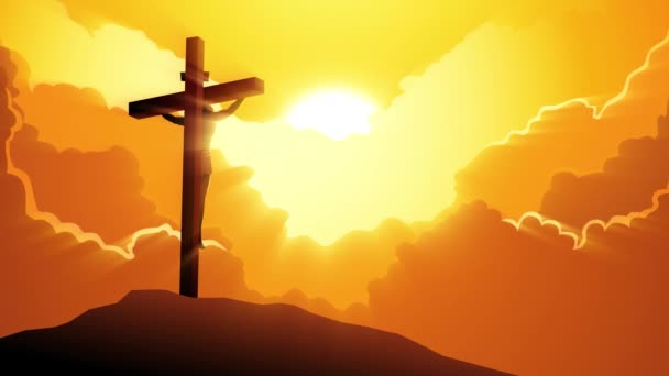 Série Graphiques Animés Bibliques Vue Arrière Jésus Sur Croix Portant — Video