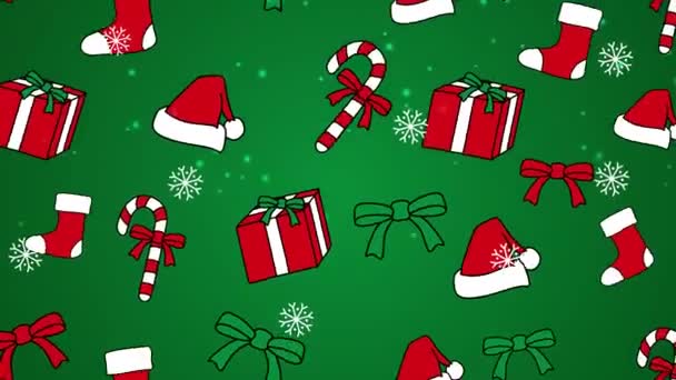 Patrón Sin Costuras Adorno Navidad Gráficos Movimiento Loopable Para Fondo — Vídeos de Stock