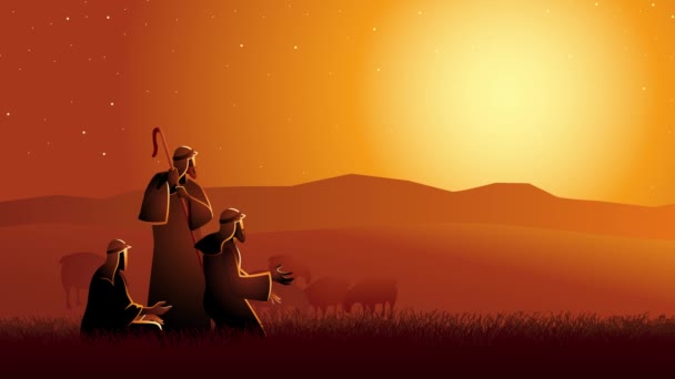Bijbelse Motion Graphics Serie Aankondiging Aan Herders — Stockvideo