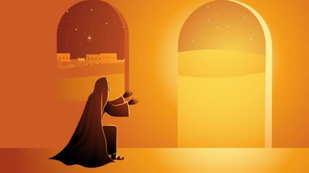 그래픽 시리즈 가브리엘은 축복받은 마리아에 선언으로 마리아를 — 비디오