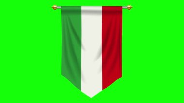 İtalya bayrağı veya flaması yeşil ekran ve hareket grafiklerinde izole edildi