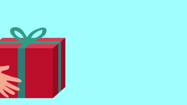 Beweging Graphics Van Menselijke Handen Geven Cadeau Voor Kerstmis Valentijn — Stockvideo