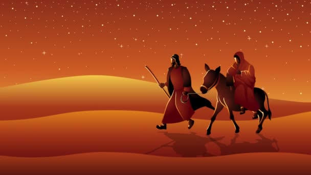 Biblická Grafická Řada Marie Josef Cesta Betléma Vánoční Téma — Stock video