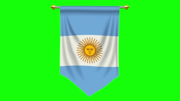 Argentijnse Vlag Wimpel Geïsoleerd Groen Scherm Bewegende Beelden — Stockvideo