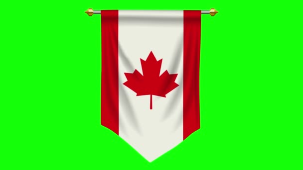Прапор Канади Або Вимпел Ізольовані Зеленому Екрані Графіка Руху — стокове відео
